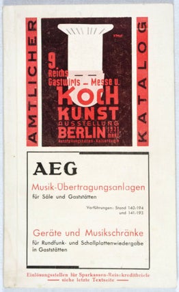 Item #24598 Amtlicher Katalog und Führer durch die 9 Reichs Gastwirts-Messe u. Koch Kunst....