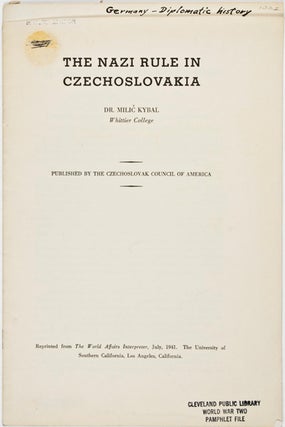 Item #24773 The Nazi Rule in Czechoslovakia. Milic Dr Kybal