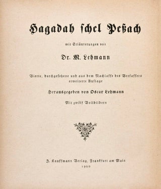 Item #25533 Hagadah schel Peßach. M. Lehmann, Oscar Lehmann, Hrsg