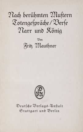 Item #25579 Ausgewählte Schriften [COMPLETE IN 6 VOLUMES]. Fritz Mauthner