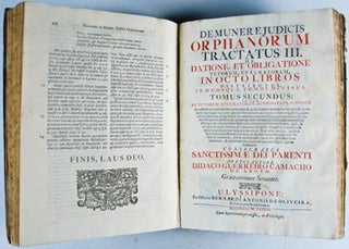 Demunere Judicis Orphanorum Tractatus III. De Datione, Et Obligatione Tutorum, Et Curatorum, In Octo Libros Distributus, In Duosque Tomos Divisus. 2 Volumes in one (Complete)