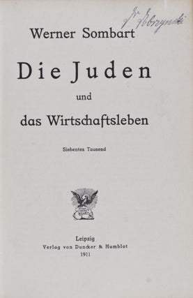 Item #25937 Die Juden und das Wirtschaftsleben. Werner Sombart