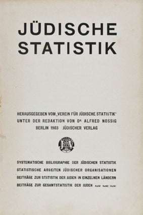 Item #26544 Jüdische Statistik. Herausgegeben vom "Verein für Jüdische Statistik"...