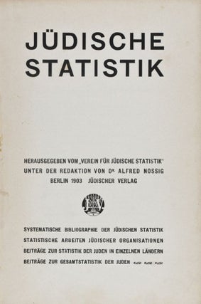 Item #26544 Jüdische Statistik. Herausgegeben vom "Verein für Jüdische Statistik" unter der...