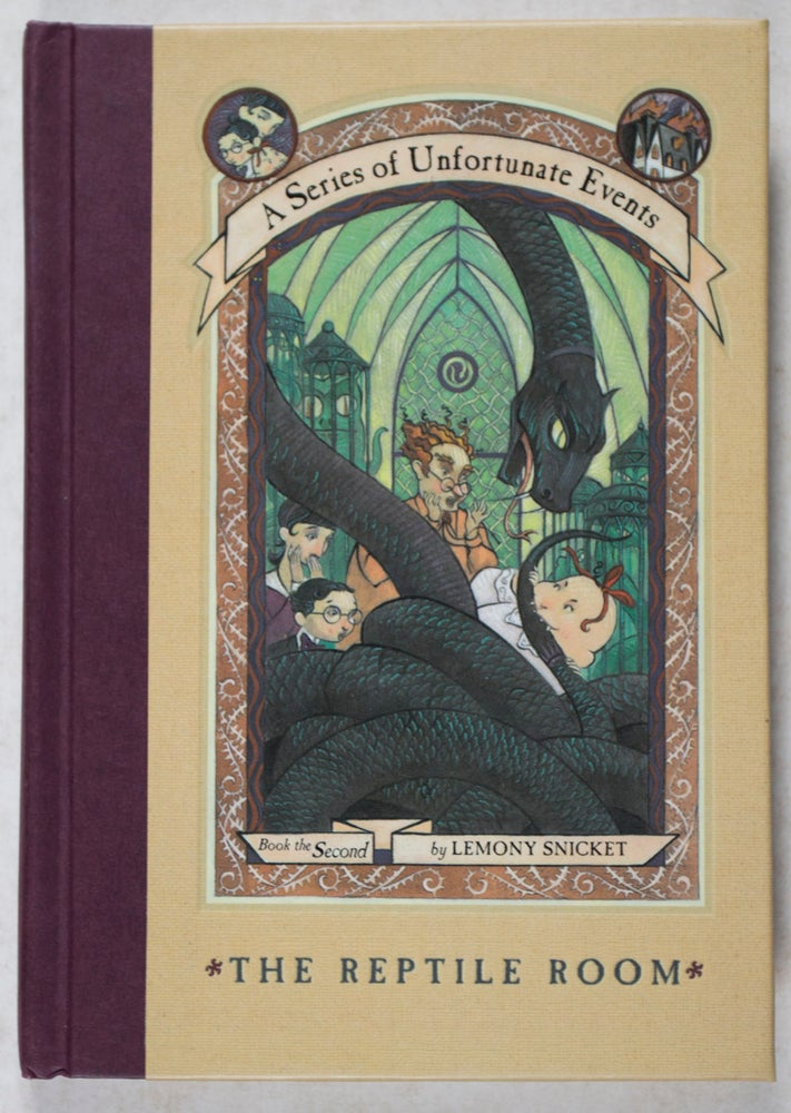Item #26848 A Series of Unfortunate Events. Book the Second: The Reptile Room [SIGNED BY ILLUSTRATOR AND INSCRIBED BY AUTHOR]. Lemony Snicket, Brett Helquist, Author.