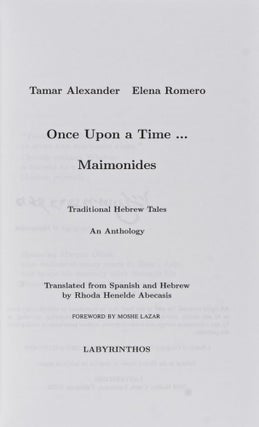 Item #27131 Once Upon a Time... Maimonides. Traditional Hebrew Tales. An Anthology. Translated...
