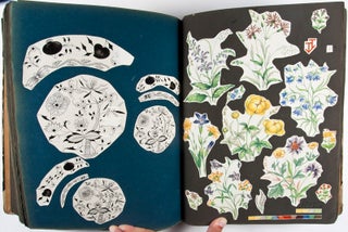 Unique Vintage Sample Book of Various Printed Motifs for Faience and Ceramics (Floral, Fruits, Allegoric, Decorative, Children's, Historical Figures, Animals)