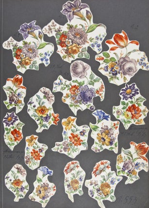 Unique Vintage Sample Book of Various Printed Motifs for Faience and Ceramics (Floral, Fruits, Allegoric, Decorative, Children's, Historical Figures, Animals)