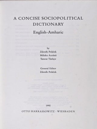 Item #27212 A Concise Sociopolitical Dictionary English-Amharic. Zdenek Polacek, Zdenek Polacek,...