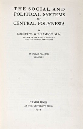 Item #27711 The Social and Political Systems of Central Polynesia [COMPLETE IN 3 VOLUMES]. Robert...