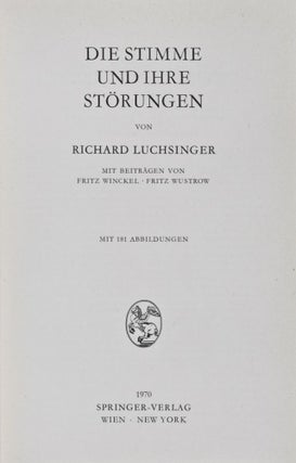Item #27981 Handbuch der Stimm- und Sprachheilkunde: Band 1, Die Stimme und ihre Störungen; Band...
