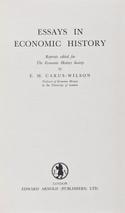 Item #28222 Essays in Economic History. 3-vol. set (Complete). E. M. Carus-Wilson