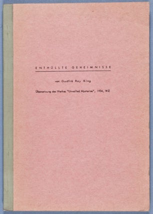 Item #28260 Enthüllte Geheimnisse: Übersetzung des Werkes "Unveiled Mysteries", 1934, WZ....