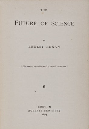 Item #28439 The Future of Science. Ernest Renan