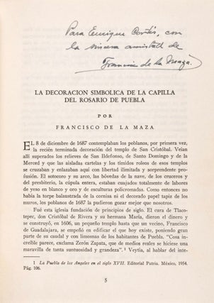 La decoracion simbolica de la Capilla del Rosario de Puebla (1955) [Inscribed and signed by the author] + La ciudad de Cholula y sus iglesias (1959). Two volumes bound in one (Complete)