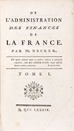 Item #29268 De l'Administration des Finances de la France. 3-vol. set (Complete). Jacques Necker