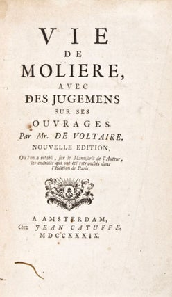 Item #29269 Vie de Molière, avec des jugemens sur ses ouvrages. Voltaire