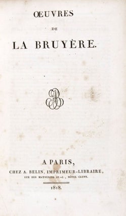 Item #29286 Oeuvres de La Bruyère. Jean de La Bruyère