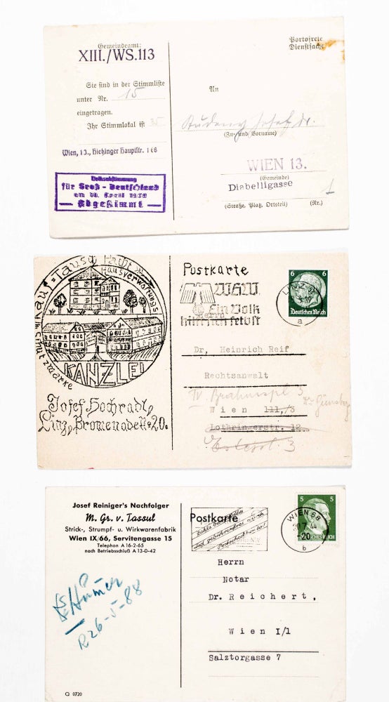 Item #29408 Collection of 3 Rare Anti-Jewish Austrian National Socialist Ephemera dealing with Jewish Property and Rights. n/a.