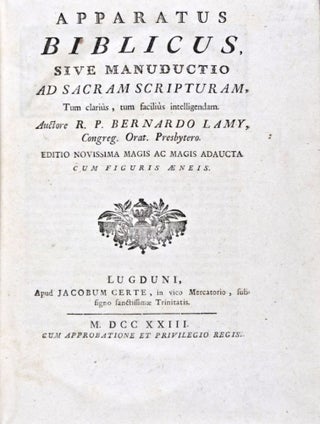 Item #30565 Apparatus Biblicus sive Manuductio ad Sacram Scripturam, Tum clarius, tum facilius...