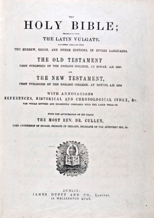 Item #30602 The Holy Bible Translated from the Latin Vulgate, diligently compared with the...
