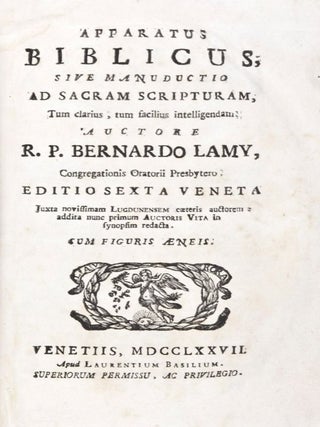 Item #30667 Apparatus Biblicus sive Manuductio ad Sacram Scripturam, Tum clarius, tum facilius...