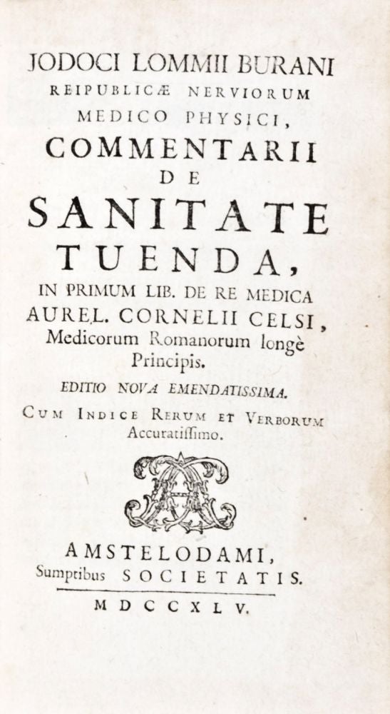 Item #30673 Commentarii de Sanitate Tuenda. Jodoci Lommii Burani, Josse van Lom.