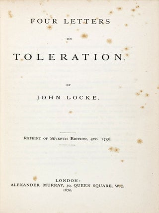 Item #30687 Four Letters on Toleration. John Locke