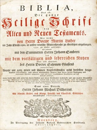 Item #30734 Biblia, Das ist: Die gantze heilige Schrifft deß Alten und Neuen Testaments. Wie...