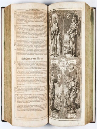 Biblia, Das ist: Die gantze heilige Schrifft deß Alten und Neuen Testaments. Wie solche von Herrn Martin Luther im Jahr Christi 1522 in unsere Teutsche Mutter-Sprach zu übersetzen angefangen, Anno 1534 zu End gebracht und vor einigen Jahren bereits mit den Summarien Herrn Johann Sauberti auch mit dem Vielfältigen und Lehrreichen Nutzen über alle Capitel, des Herrn D. Salomon Glassens ausgefertiget, anjetzt mit gantz neuen und schönen Kupferbildnissen nebst derselben beygedruckten Lebensläuffen, auch andern annehmlichen Figuren samt deren kurzen Auslegung und angehengten Moralien ausgezieret, dann von denen eingeschlichenen Druckfehlern auf das fleissigste gereiniget. Über dieses sind nicht allein des Herrn Lutheri und seines Geschlechts warhafte und aus uralten Gemählden genommene Abbildungen und Lebensläuf beygefüget, sondern auch zu Ende des ganzen Wercks, neben den christlichen Haupt-Symbolis, ein kurzer und nützlicher Bericht von der Augspurgischen Confession selbsten, wie man sie in dem rechten Original im Jahr 1530. Kayser Carl dem Fünften überantwortet, beygedruckt worden