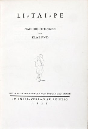 Item #30897 Li-Ta-Pe Nachdichtungen von Klabund. Klabund, Rudolf Grossmann, pseudonym Alfred...