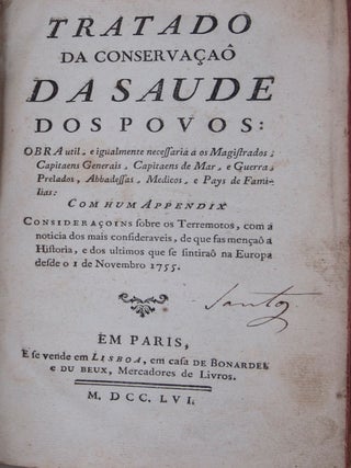 Item #31789 Tratado da Conservação da Saúde dos Povos (A Treaty on the Conservation of Public...
