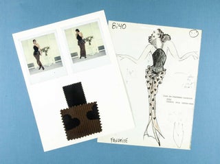 Unique Diane von Furstenberg 1984 Spring/Summer & 1985 Fall Couture collection with publicity photographs by Helmut Newton, 100's of original full & partly colored renderings, drawings in various states, swatch samples, press photos, Polaroid's and various other related material