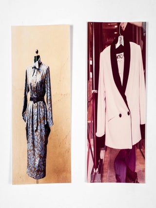 Unique Diane von Furstenberg 1984 Spring/Summer & 1985 Fall Couture collection with publicity photographs by Helmut Newton, 100's of original full & partly colored renderings, drawings in various states, swatch samples, press photos, Polaroid's and various other related material