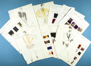 Unique Diane von Furstenberg 1984 Spring/Summer & 1985 Fall Couture collection with publicity photographs by Helmut Newton, 100's of original full & partly colored renderings, drawings in various states, swatch samples, press photos, Polaroid's and various other related material