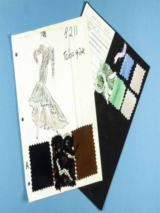 Unique Diane von Furstenberg 1984 Spring/Summer & 1985 Fall Couture collection with publicity photographs by Helmut Newton, 100's of original full & partly colored renderings, drawings in various states, swatch samples, press photos, Polaroid's and various other related material