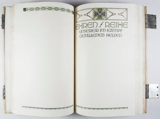 Decorative Full Vellum Binding designed by Johann Vinenz Cissarz (issued for the purpose of documenting a German city's chronicle during World War I)