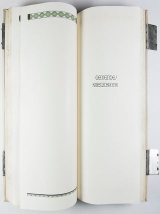 Decorative Full Vellum Binding designed by Johann Vinenz Cissarz (issued for the purpose of documenting a German city's chronicle during World War I)