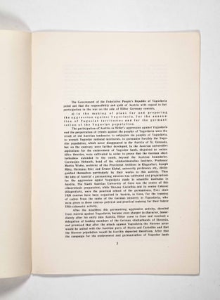 Memorandum of the Government of the Federative People's Republic of Yugoslavia on Slovene Carinthia, the Slovene frontier areas of Styria and the Croats of Burgenland. Book in seven parts (Complete)