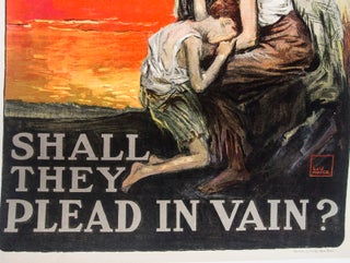 Jewish War Sufferers - Shall They Plead in Vain? (World War I Lithograph Poster) & World War I Bronze Jewish Relief Medal