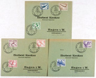 Item #34763 Nazi Germany 1936 Summer Olympics: Lot of 4 stamped envelopes. Max Eschle