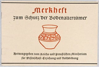 Item #35694 Merkheft zum Schutz der Bodenaltertümer. Werner Buttler, Johannes Boehland