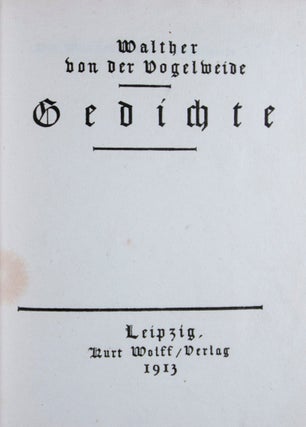 Item #36739 Gedichte. Walther von der Vogelweide