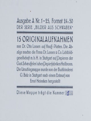 Bilder aus Schwaben. 15 Originalaufnahmen. Schwarzwald u. Donautal