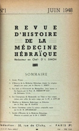 Item #36970 Revue d'Histoire de la Médecine Hébraïque 1948-1952; 1953-1956; 1957-1960;...
