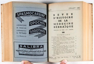 Revue d'Histoire de la Médecine Hébraïque 1948-1952; 1953-1956; 1957-1960; 1961-1963. 4 bound volumes (Complete)