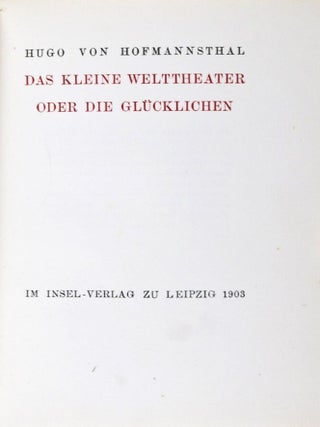 Item #37010 Das kleine Welttheater oder die Glücklichen. Hugo von Hofmannsthal, Aubrey...