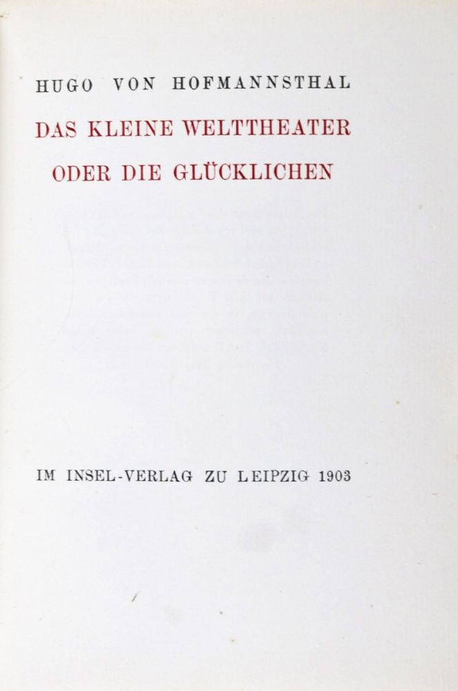 Item #37010 Das kleine Welttheater oder die Glücklichen. Hugo von Hofmannsthal, Aubrey Beardsley, ill.