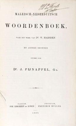 Item #37130 Maleisch-Nederduitsch Woordenboek (1863) + Supplement op het Maleisch-Nederduitsch...