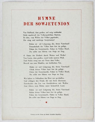 Hymne der Sowjet Union (Hymn of the Soviet Union)